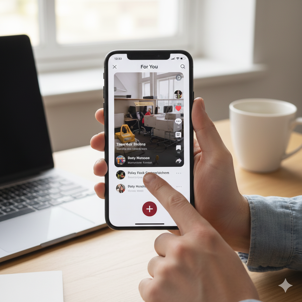 Open TikTok and Tap the Plus Icon