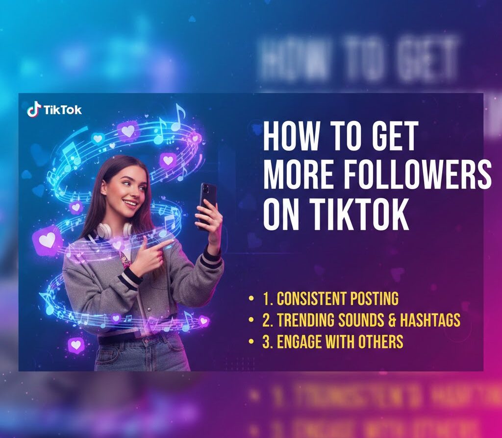 Guide showing practical tips to grow TikTok followers through niche focus, consistency, trends, and real engagement.