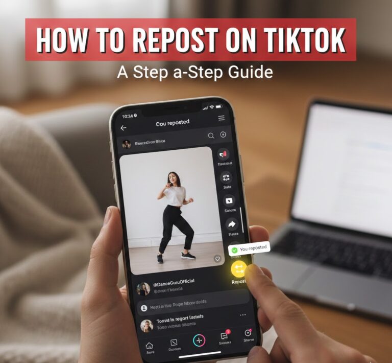 TikTok app screen showing the repost button highlighted in the video share menu.