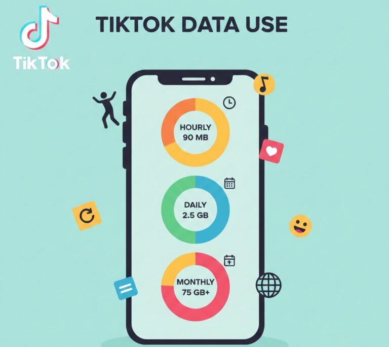 Bar chart showing TikTok data usage per time period in MB.