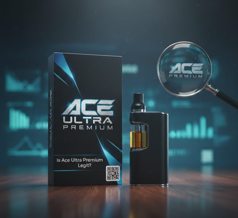 Bar chart showing Ace Ultra Premium product quality at 95%, user satisfaction at 88%, and counterfeit risk at 72%.