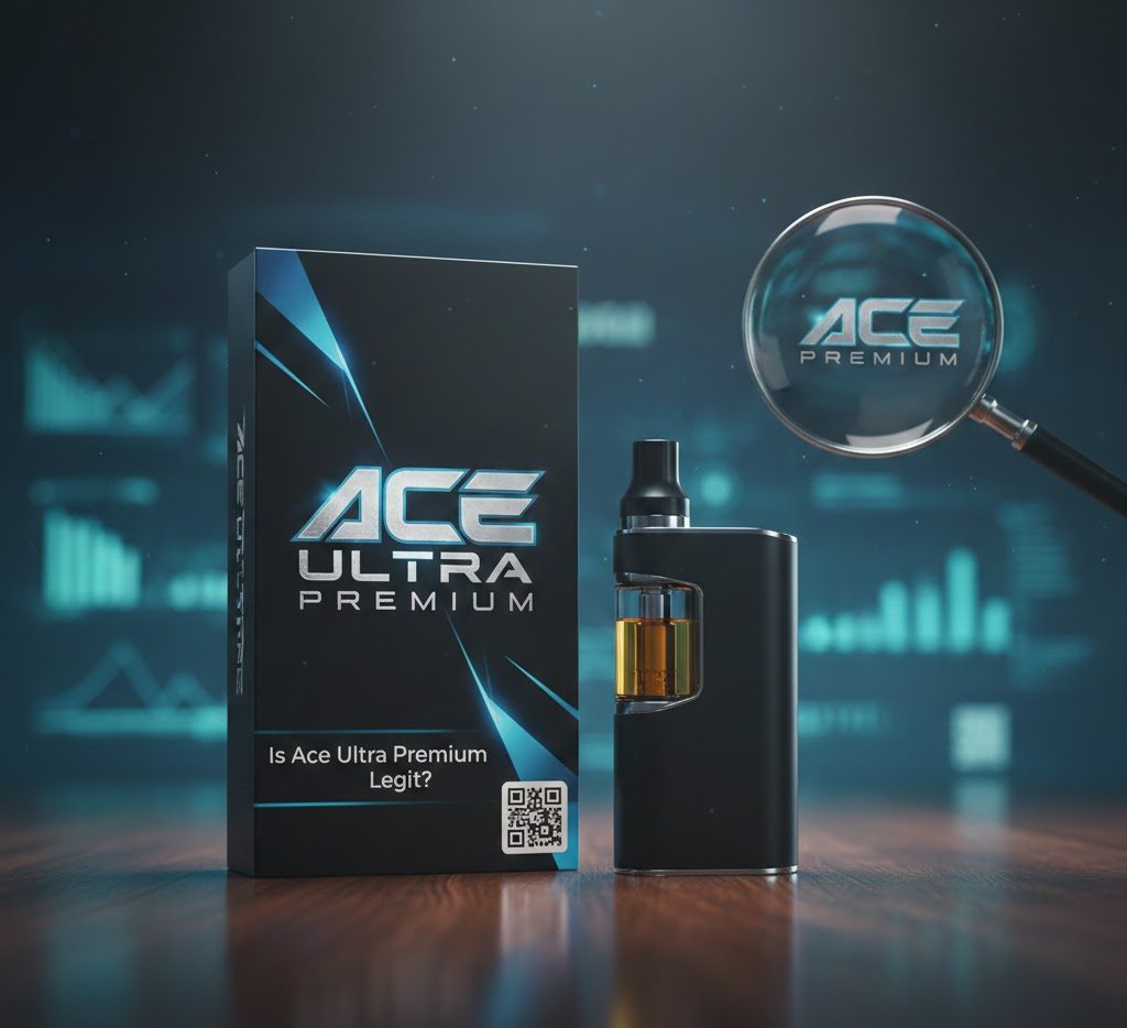 Bar chart showing Ace Ultra Premium product quality at 95%, user satisfaction at 88%, and counterfeit risk at 72%.