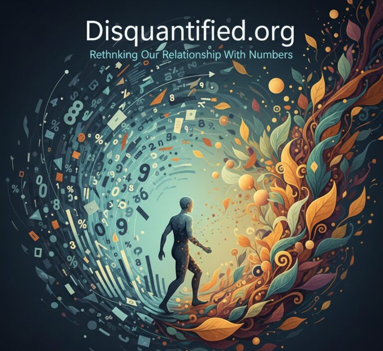 “Disquantified.org overview showing data analytics platform features, usage growth charts, predictive accuracy, and organizational cost savings.”