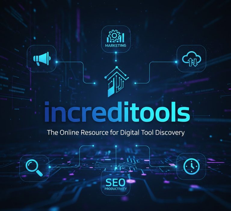 Increditools platform overview showing digital tool reviews, categories analyzed, comparison charts, and key statistics for marketers, content creators, and small businesses.