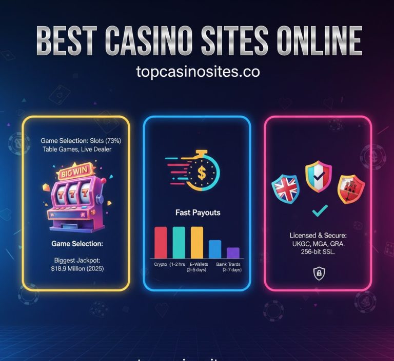 In-depth guide to the best online casino sites in 2025, featuring bonus structures, game popularity charts, licensing authorities, payment methods, withdrawal times, mobile gaming trends, security measures, and responsible gambling practices, presented in a clean data-driven layout.