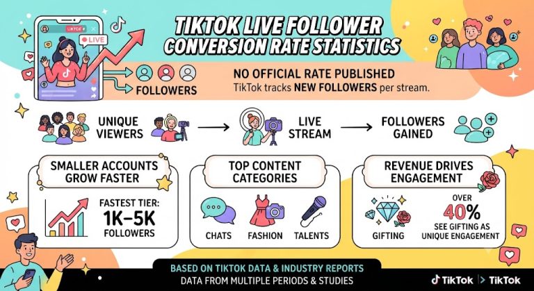 TikTok Live statistics highlighting creator growth, livestream watch time, follower growth, and audience engagement in 2026.