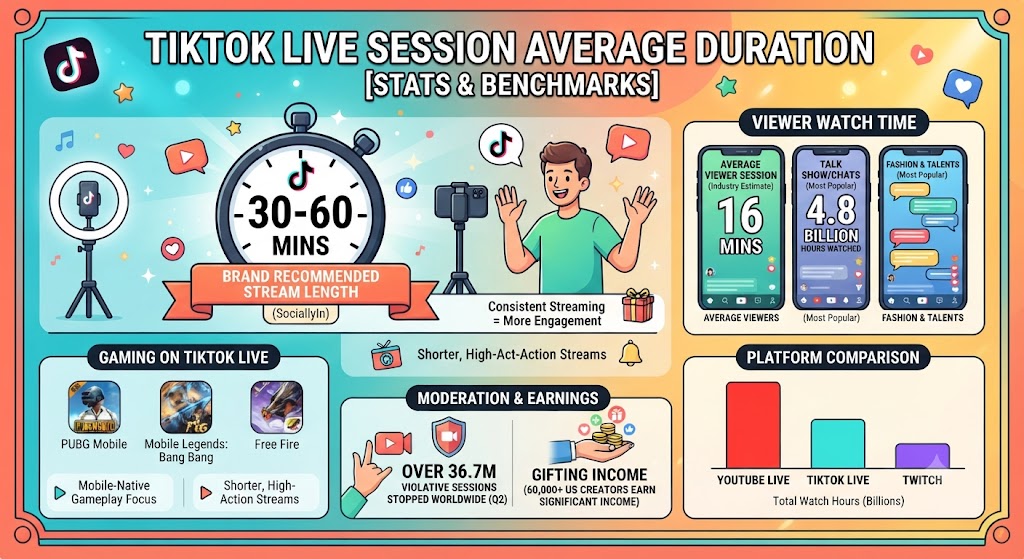 TikTok Live Session Average Duration 2026 [Stats &amp; Benchmarks]